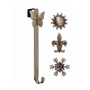 15.75 in. Artificial Oil-Rubbed Bronze Adjustable Wreath Hanger with Sun, Snowflake, Butterfly and Fleur De Lis Icons