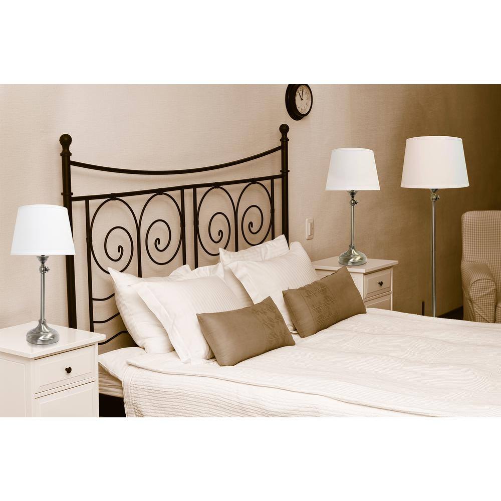 Brushed Nickel Elegance 3-Piece Adjustable Lamp Set with White Shades