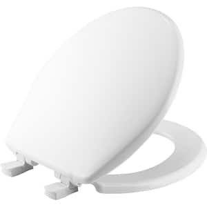 Round Soft Close Plastic Closed Front Toilet Seat in White Removes for Easy Cleaning