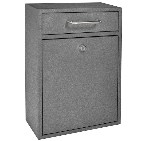 Mail Boss Olympus Locking Wall-Mount Drop Box with High Security Reinforced Patented Locking System, Granite