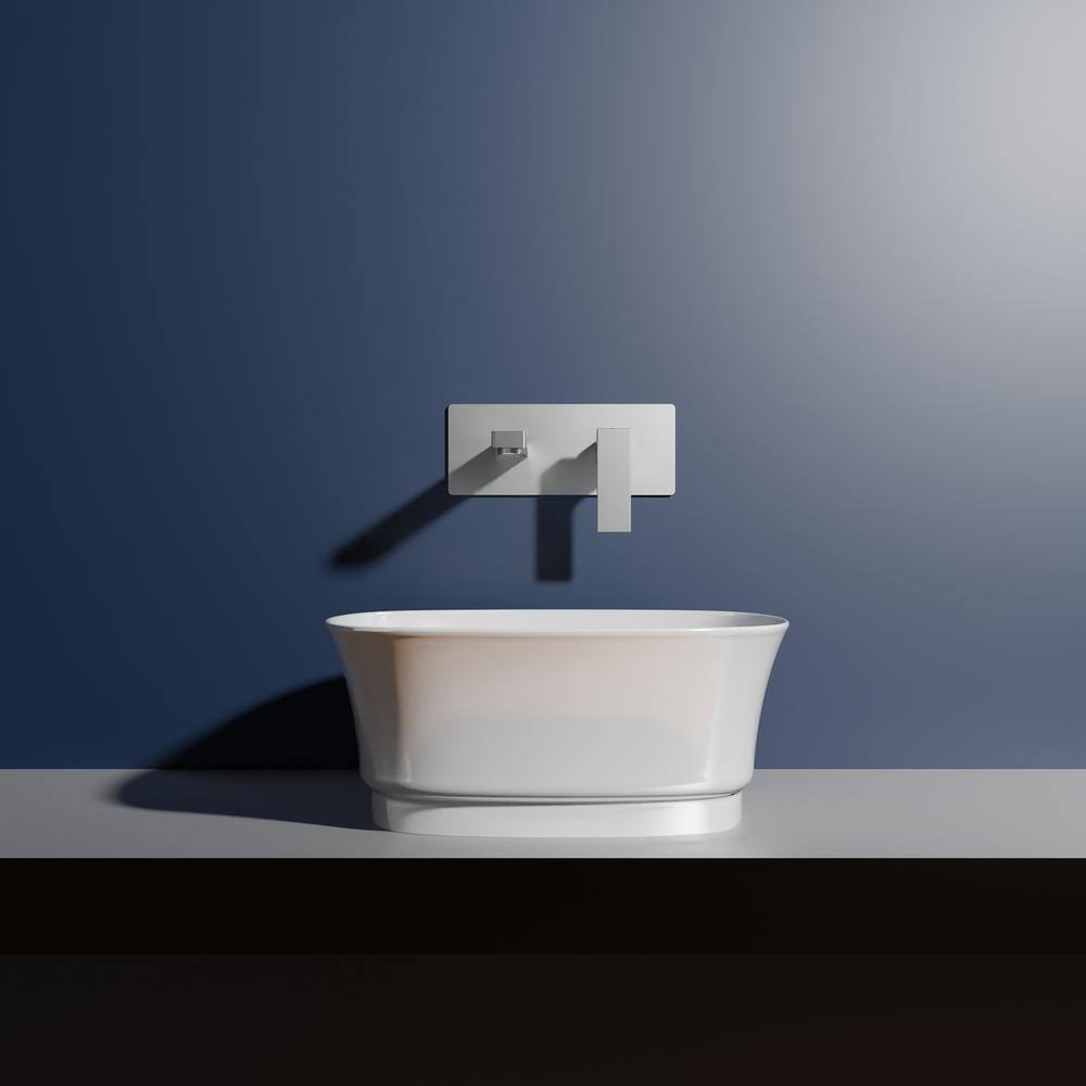 White Ceramic Square Wall-Mount Bathroom Sink