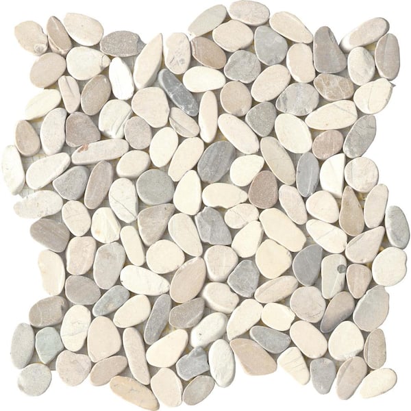 Emser Flat Rivera Pebble 10-Pack Cream Natural Stone Border Tile (12-in x 12-in)