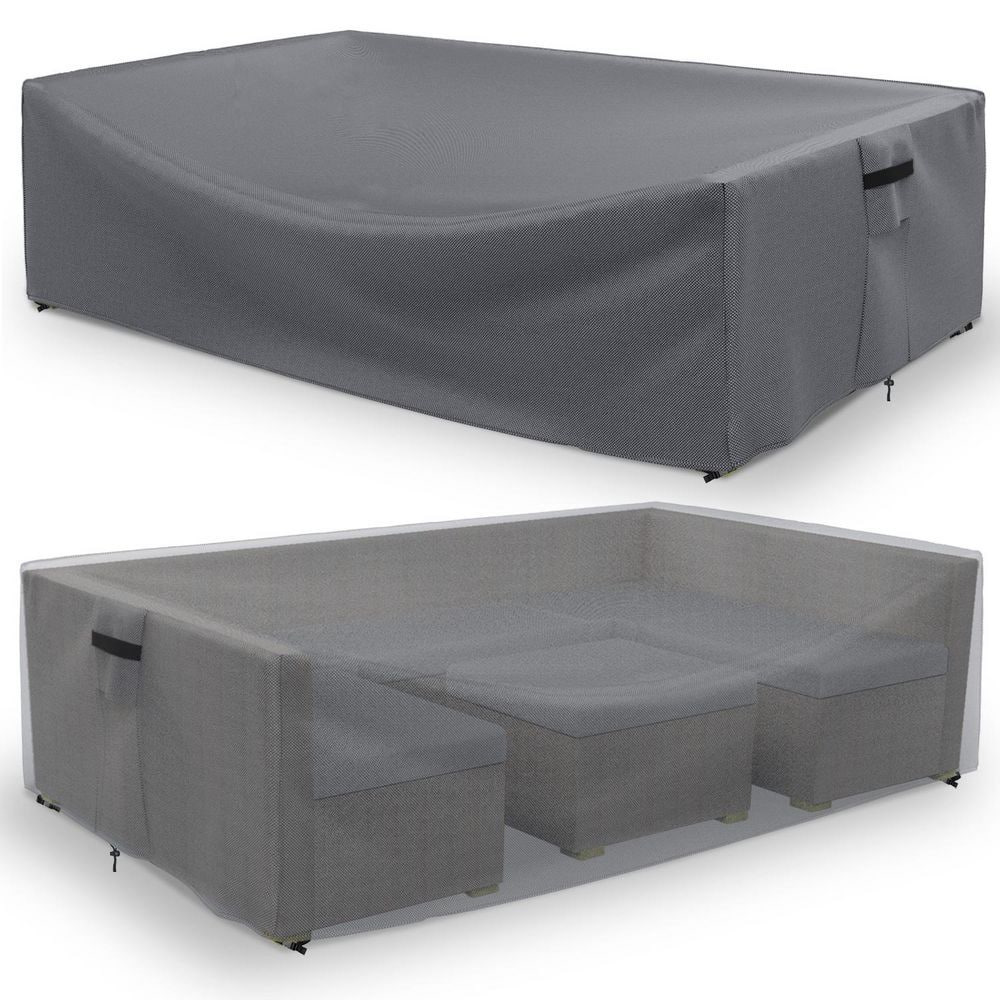 Patio Gray Furniture Cover, 98 in. W x 98 in. D x 28 in. H, Heavy-duty Wate