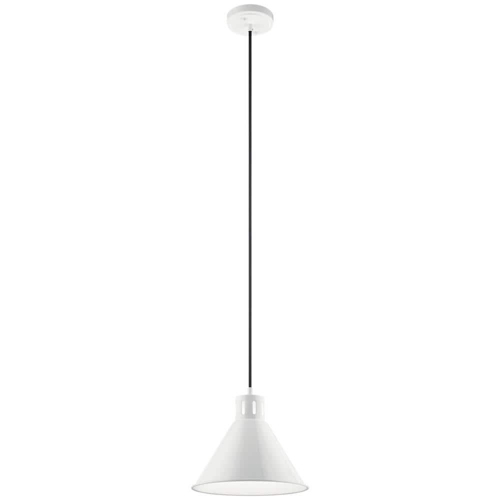 KICHLER Zailey 10.75 in. 1-Light White Contemporary Shaded Kitchen Cone ...