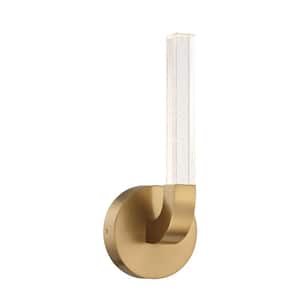 Breegan Jane Del Mar 1-Light Warm Brass Dimmable Integrated LED Wall Sconce with Clear Seeded Acrylic