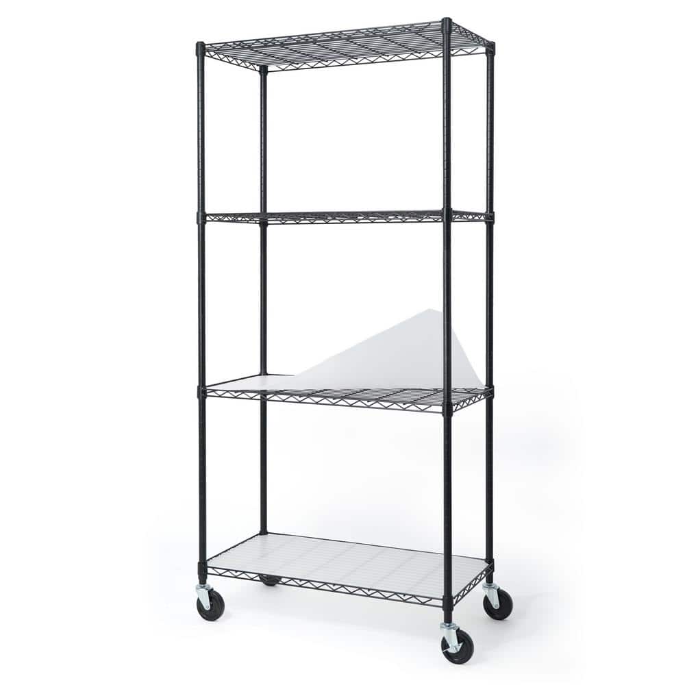 Black 4-Tier Adjustable Welded Steel Heavy Duty Garage Storage Unit Shelving with Liner (36 in. W x 72 in. H x 18 in. D) price history on PriceWatchPro