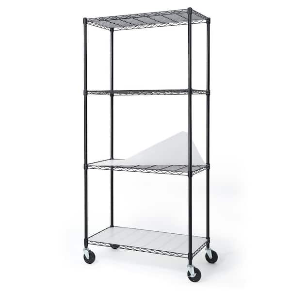 CAPHAUS Black 4-Tier Adjustable Welded Steel Heavy Duty Garage Storage Unit Shelving with Liner (36 in. W x 72 in. H x 18 in. D)
