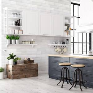 Glossy Dolomite White 4 in. x 12 in. Subway Gloss Ceramic Wall Tile (9.687 sq. ft./Case)