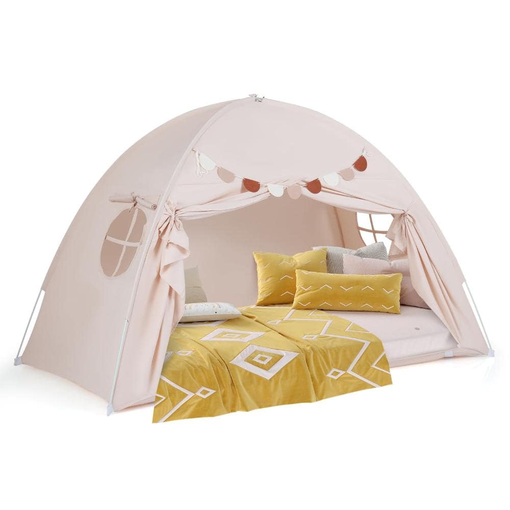 79 in. L x 39 in. W Brushed Fabric and Fiber Pole Kids Canopy Tent with 2 Windows, Beige price history on PriceWatchPro