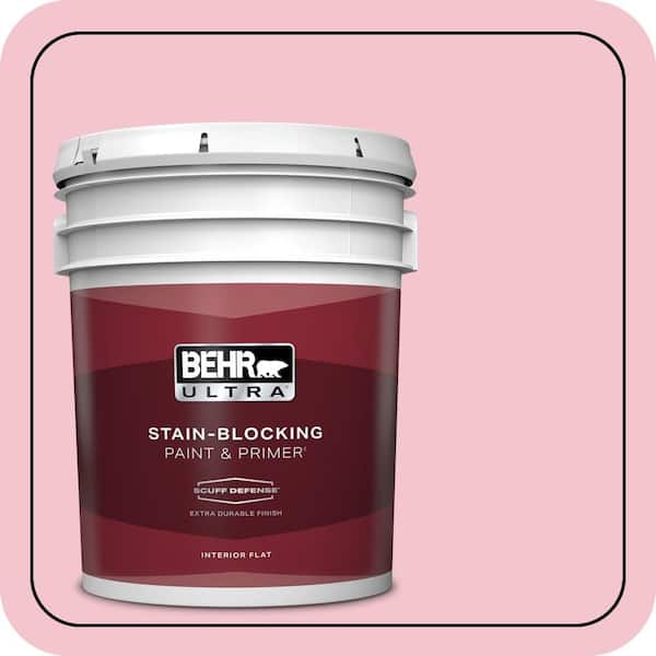 BEHR ULTRA 5 gal. #P150-2 Energetic Pink Extra Durable Flat Interior Paint & Primer