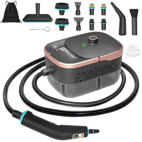 2500W Pressurized Handheld Corded Steam Cleaner w/ 15 pcs Accessories, 15s Heat-Up 42.27oz. Tank for Tile, Grout, Fabric
