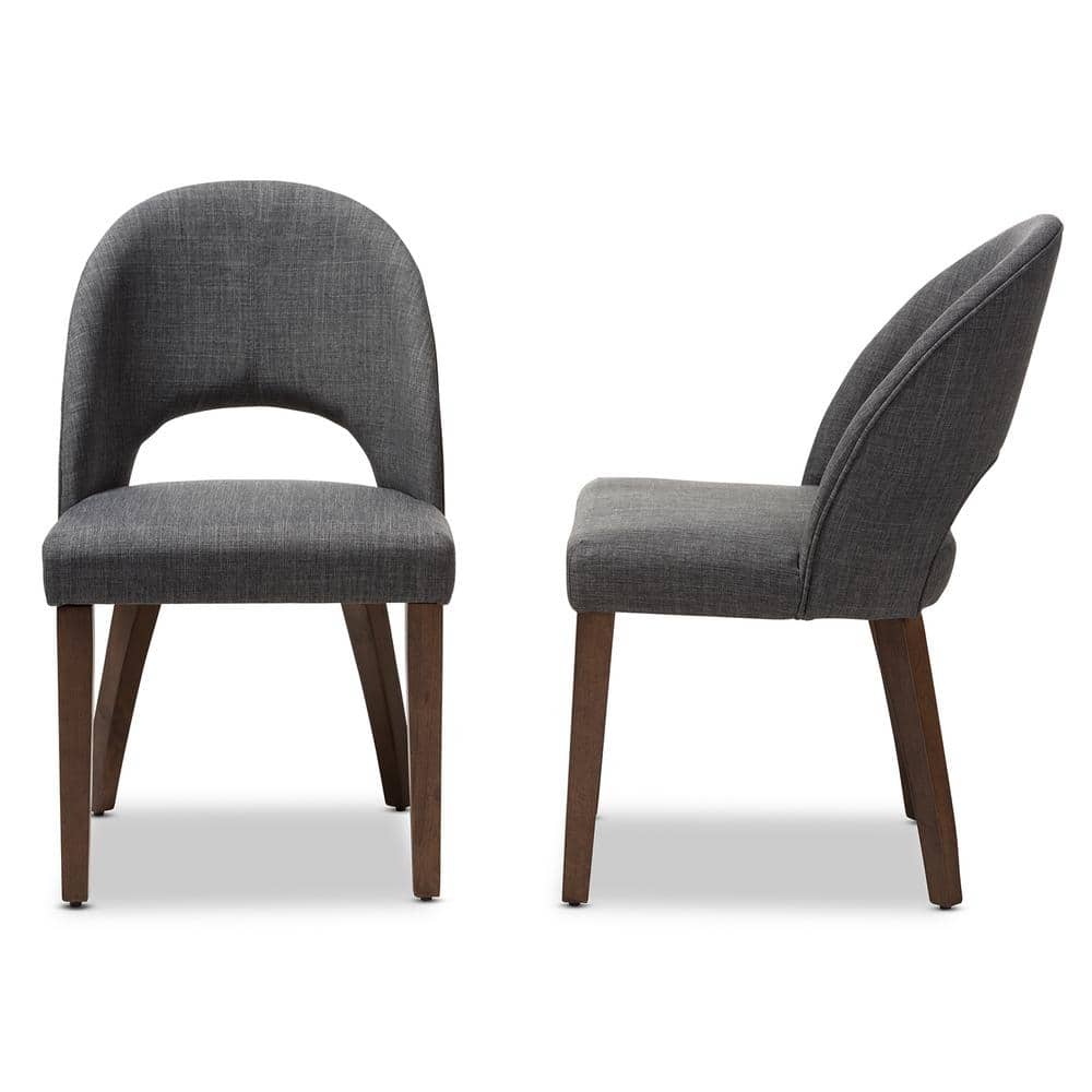 Parsons High-Back Side Chair in Dark Grey with Wood & Cane