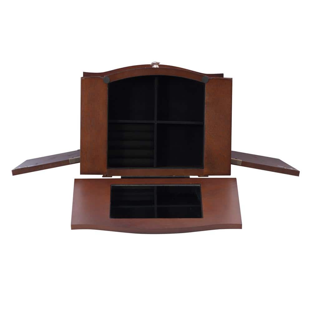 Contemporary Merlot Black Lined Freestanding Jewelry Armoire
