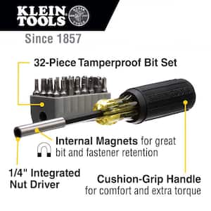 Magnetic Screwdriver with 32 Tamperproof Bits