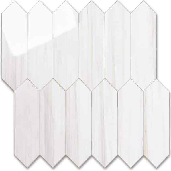 Dolomite White 12.8 in. x 12.8 in. Vinyl Peel and Stick Backsplash 10-Pack