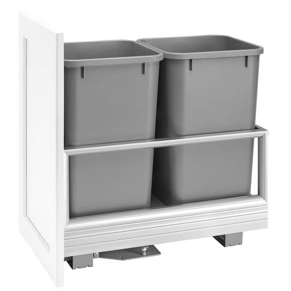 Rev-A-Shelf Silver Double Pullout Kitchen Trash Can 6.75 Gal., Rev-A-Motion Soft Close and Soft Open