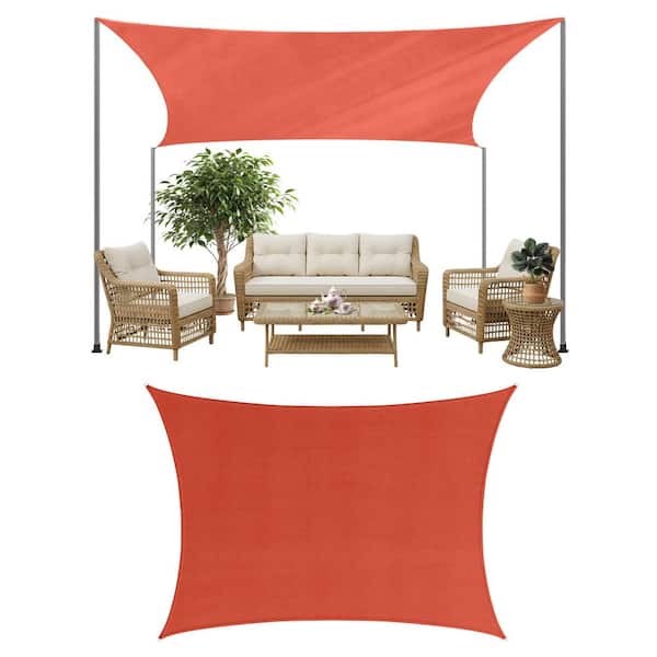 Sunshade Canopy - 10 ft. x 13 ft. Curved Rectangle Sunshade Sail with UV Protection, Terracotta