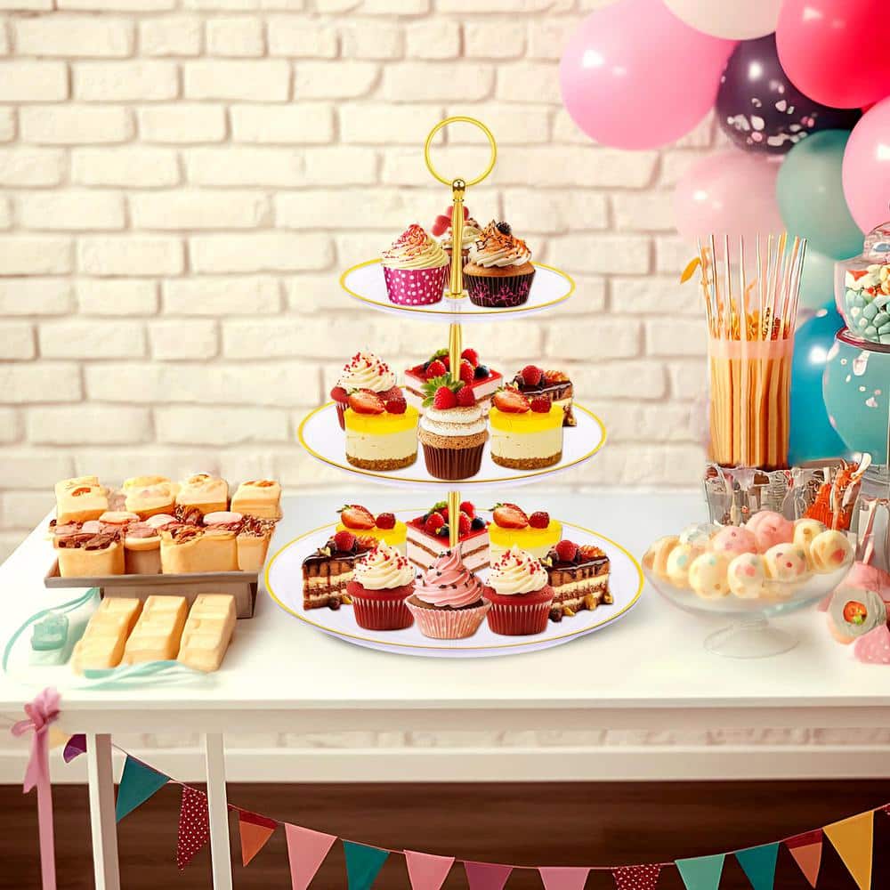 3-Tier Plastic Cupcake Stand Holder, Metal Rod Dessert Tower for Birthday Party Baby Shower Christmas (Transparent) price history on PriceWatchPro