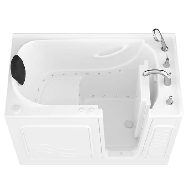 Universal Tubs Safe Deluxe 53 in. L x 30 in. W Right Drain Walk-in Air Bathtub in White