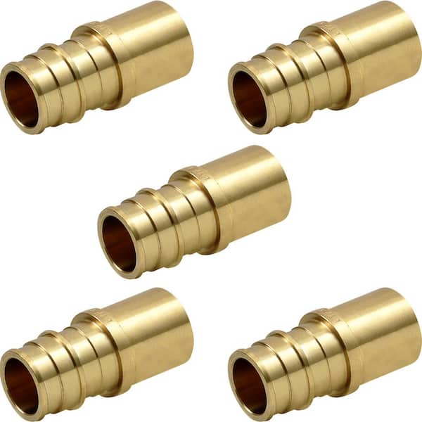 PLUMBFLEX 1 in. x 1 in. 90-Degree PEX A x Male Sweat Expansion Pex Adapter, Lead Free Brass for Use in Pex A-Tubing (Pack of 5)