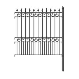 London Style 5 ft. x 5.5 ft. Black DIY Iron Fence Panel