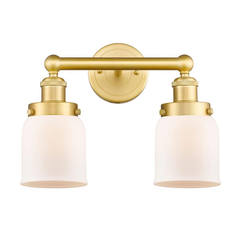 Bell 15.5 in. 2-Light Satin Gold Vanity Light with Glass Shade price history on PriceWatchPro