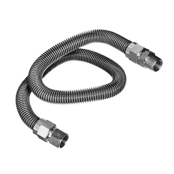 PLUMBFLEX 1/2 in. OD x 3/8 in. ID x 4 ft. Stainless Steel Flexible Gas Connector for Dryer/Water Heater, 3/8 in. FIP x MIP Fitting