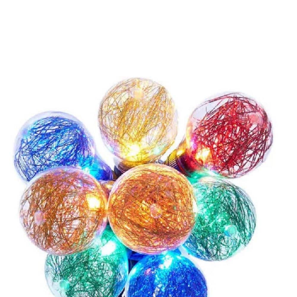 Multi Color Tinsel Filled Globe Light Set - 6.5 ft Green Wire - 10ct price history on PriceWatchPro