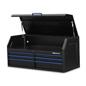56 in. x 24 in. 6-Drawer Tool Top Chest in Black and Blue
