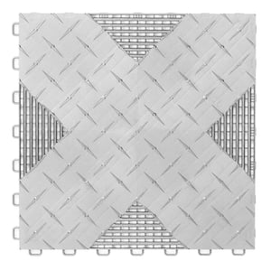 Flooring Inc Hybrid X Silver Vented Diamond 17" W x 17" L x .65" T Polypropylene Garage Tiles (25 Tiles/50 sq. ft.)