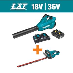 LXT 18V X2 (36V) Lithium-Ion Brushless Cordless Leaf Blower Kit (5.0Ah) with Bonus LXT Cordless 22 in. Hedge Trimmer