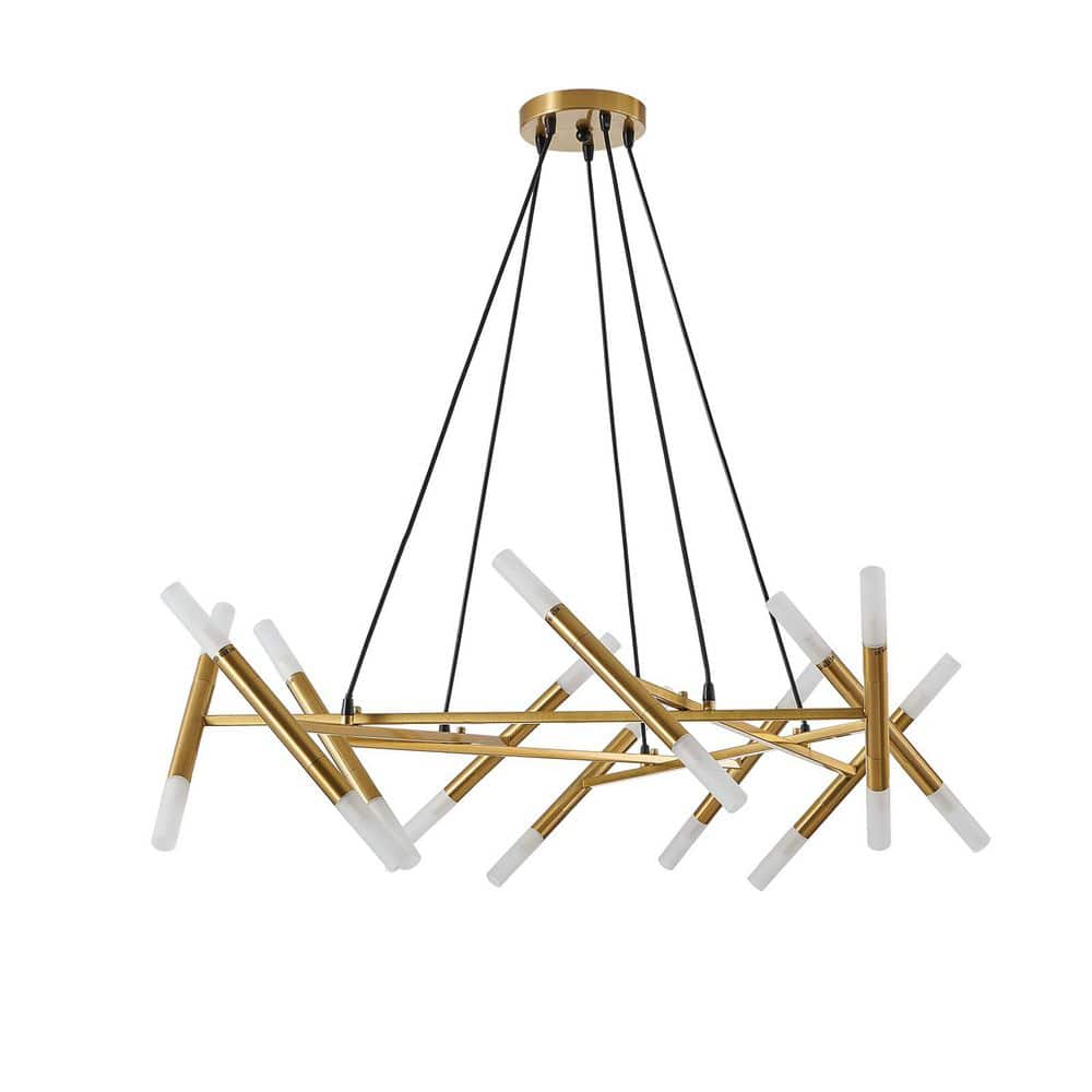 41 in. 20-Light Branch Modern Gold Chandelier Light with Frosted Tubes and Adjustable Height (Bulb Not Included) price history on PriceWatchPro