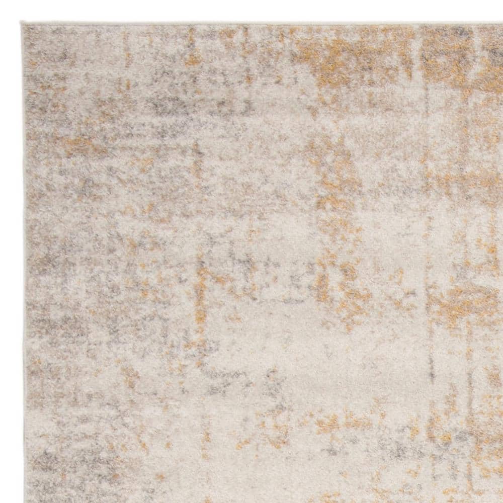 Gray and Gold 9' x 12' Synthetic Rectangular Area Rug