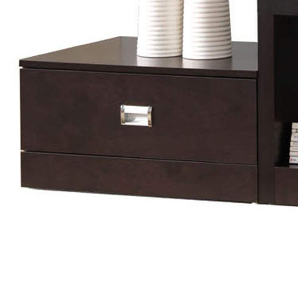 Marconi Asymmetrical Modern TV Stand with Cabinet in Dark Brown