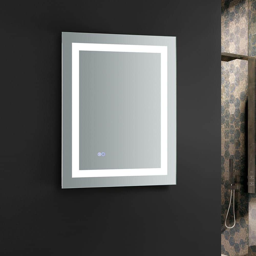 Sleek 24"x30" Transitional LED-Lit Frameless Vanity Mirror