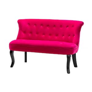 Niccolo 47 in. Fushia Velvet Loveseat with Cabriole Legs and Button-tufted Back