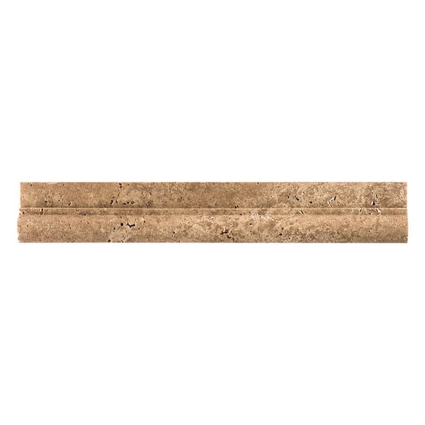 Jeffrey Court Noce Brown 1.875 in. x 12 in. Honed Travertine Wall Crown Tile