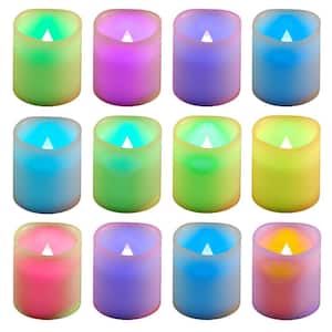 New Set Of 12 Ivory Resin Outdoor Flameless Led Battery Operated Amber Color Cha 