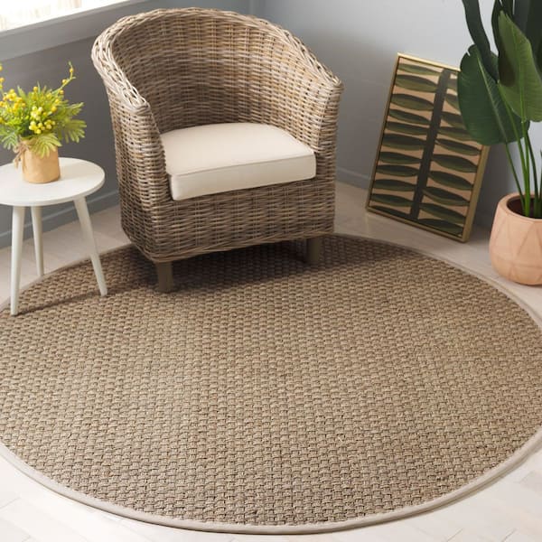 Natural Fiber 6 ft. x 6 ft. Natural/Beige Solid Round Area Rug