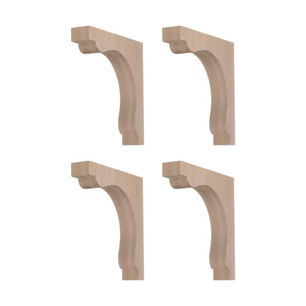American Pro Decor 1-1/4 in. x 7 in. x 7 in. Unfinish North American Hard Maple Wood Traditional Plain Corbel (4-Pack)