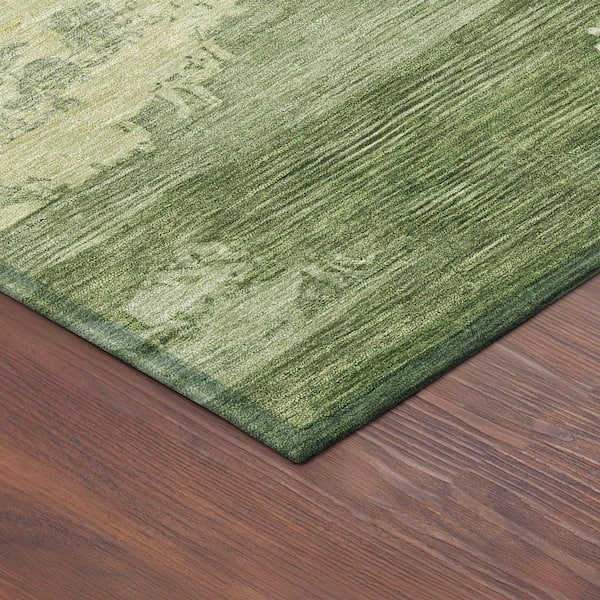 Chantille Machine Washable Indoor/Outdoor Abstract ACN2372 Olive 5 ft. x 7 ft. 6 in. Area Rug
