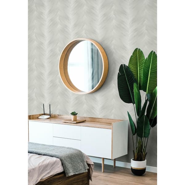 Daydream Grey Washed Chevron Vinyl Peel and Stick Wallpaper Roll (30.75 sq. ft.)
