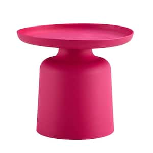 19 in. Dia x 17 in. Height Light Brick Red Plastic Outdoor Round Side Table for Garden, Lawn, Porch, Balcony