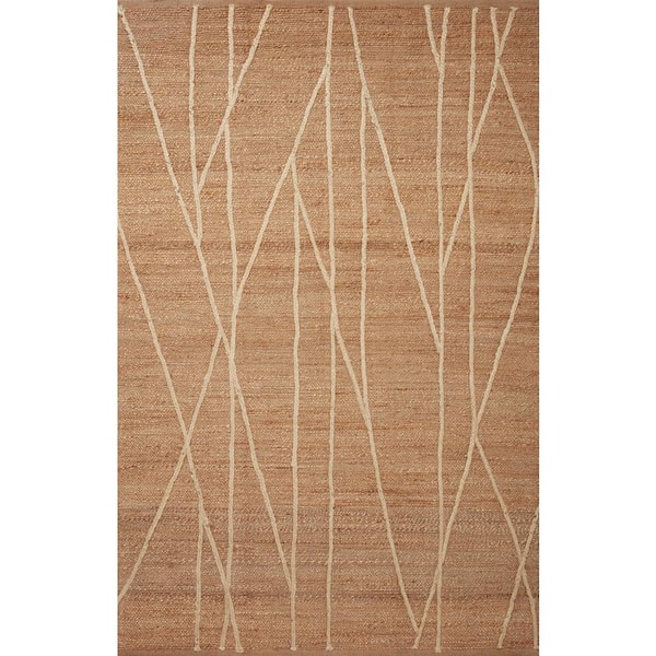 LOLOI II Bodhi Natural/Ivory 18 in. x 18 in. Sample Square Moroccan 100% Jute Area Rug