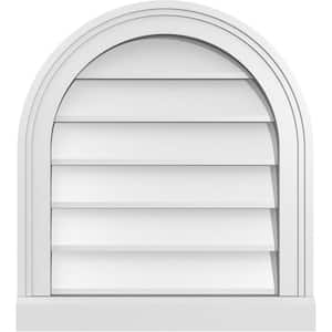 18 in. x 20 in. Round Top White PVC Paintable Gable Louver Vent Non-Functional