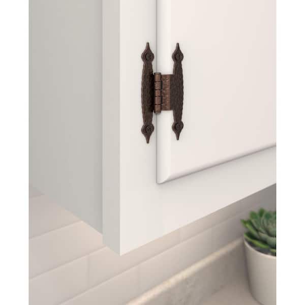 Oil Rubbed Bronze 3/8 in (10 mm) Offset Non-Self Closing, Face Mount Cabinet Hinge (2-Pack)