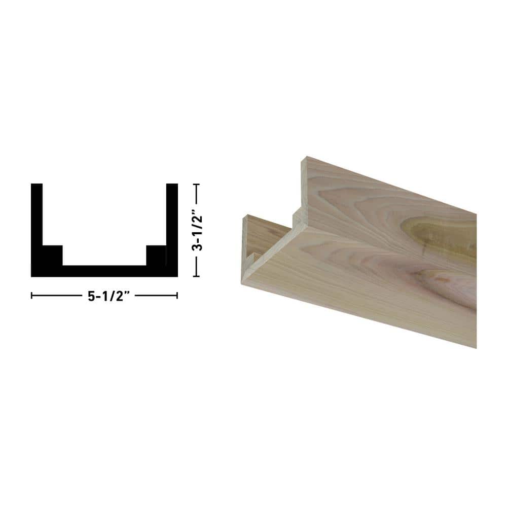 Rustic Unfinished Poplar U-Shaped Decorative Beam 3" x 5.5" x 92"