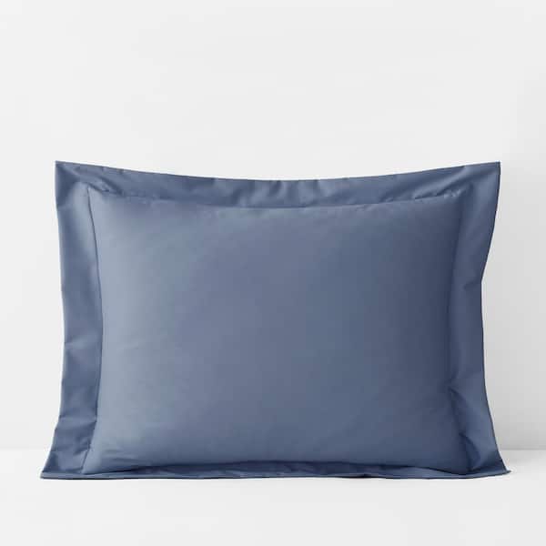 The Company Store Company Cotton Infinity Blue Solid 300-Thread Count Wrinkle-Free Sateen Standard Sham