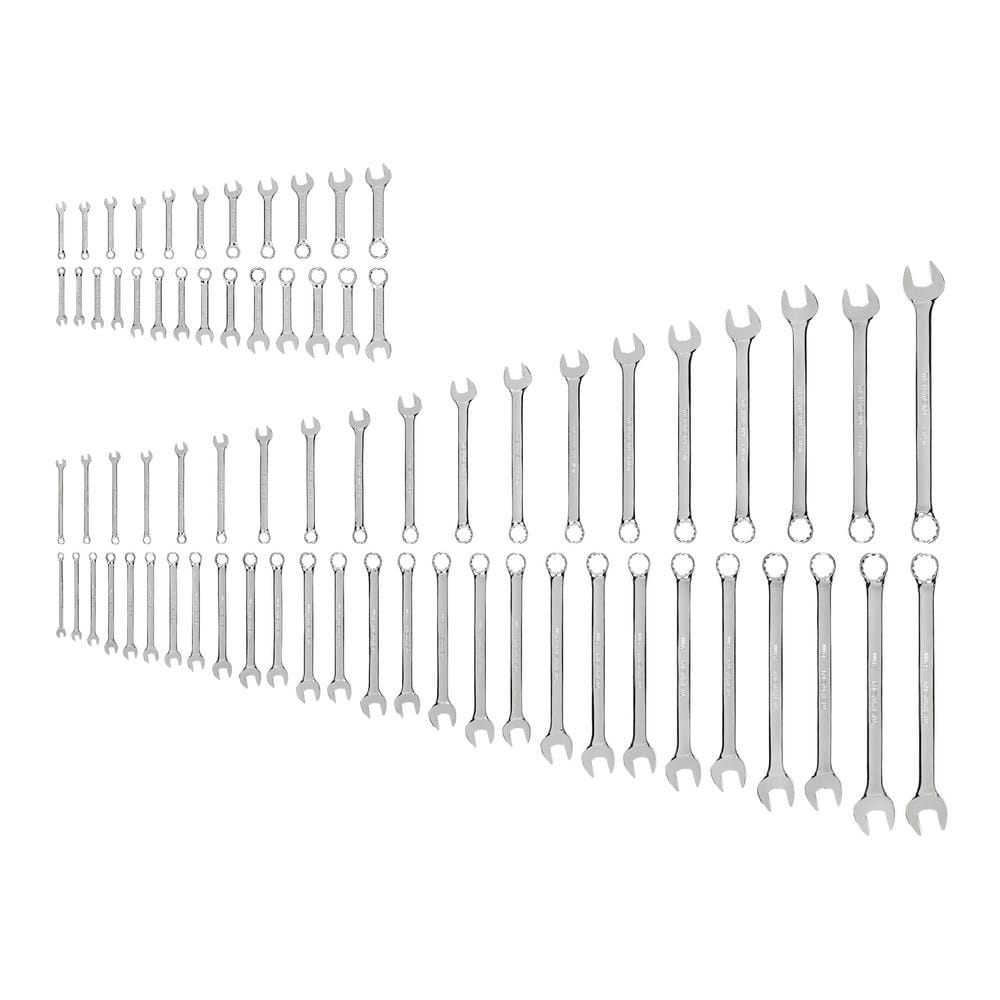 1/4 - 1-1/4 in. 6 - 32 mm Stubby and Standard Length Combination Wrench Set (71-Piece)