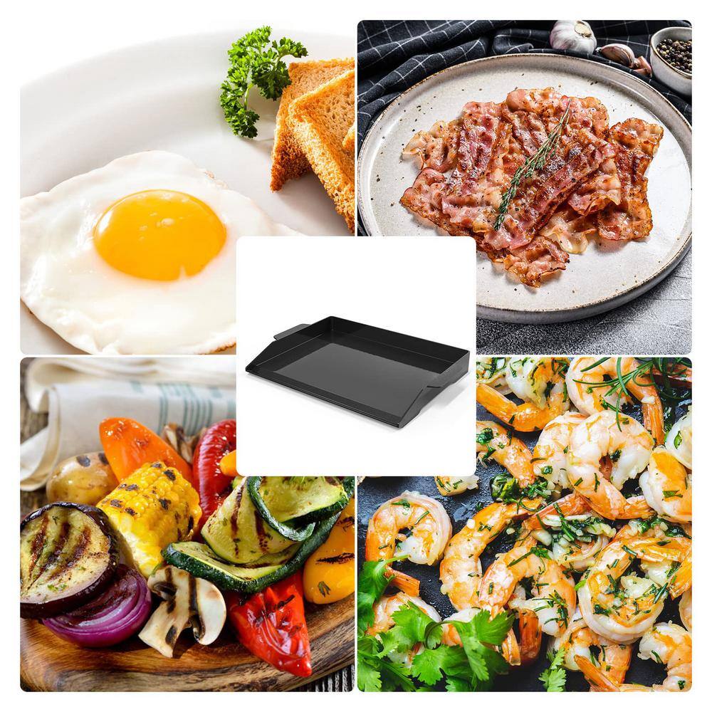 Black Enamelled Cast Iron Flat Top Griddle Plate, 23" x 16"